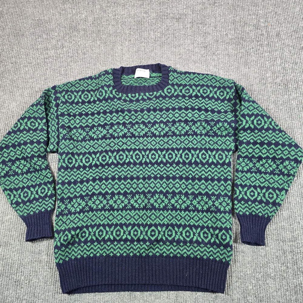 Vintage‎ Lord Jeff Sweater Mens XL Blue Green Fair Isle Shetland Wool Knit USA